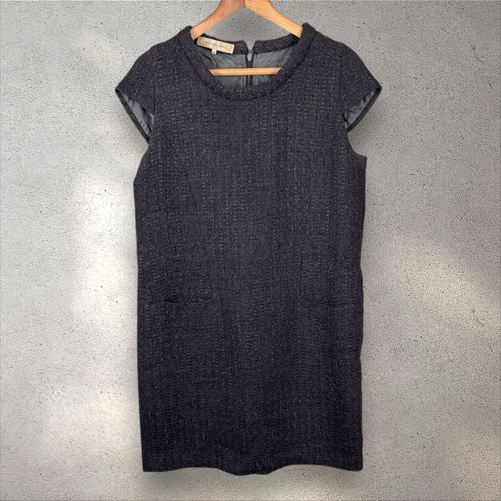 Gerard Darel Gray Tweed‎ Shift Dress Office Business Sz 42 US 10
